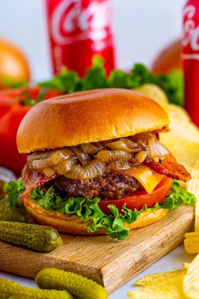 Bacon Cheeseburger with Coca-Cola Onions