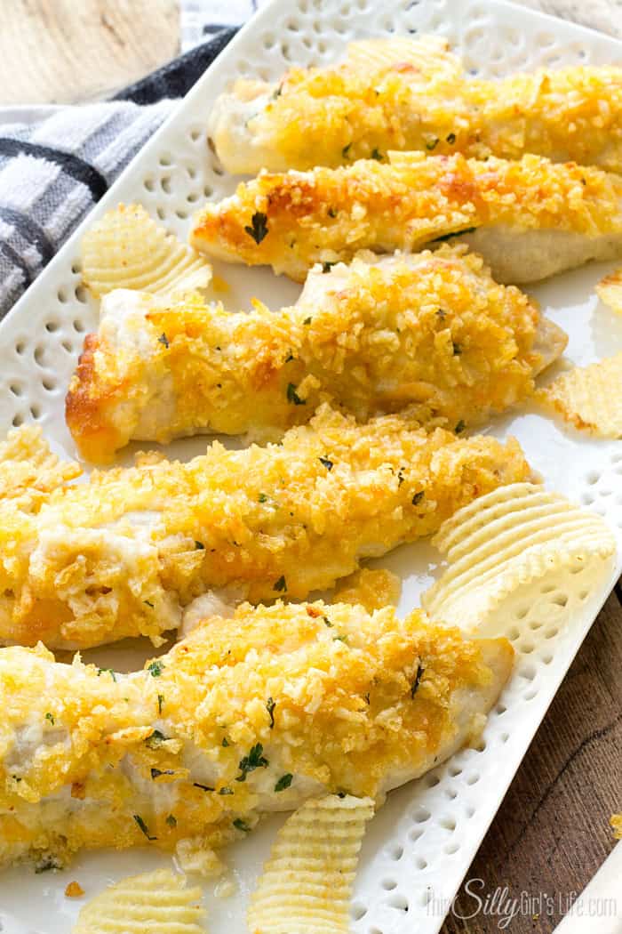 Cheesy Baked Potato Chip Chicken Tenders