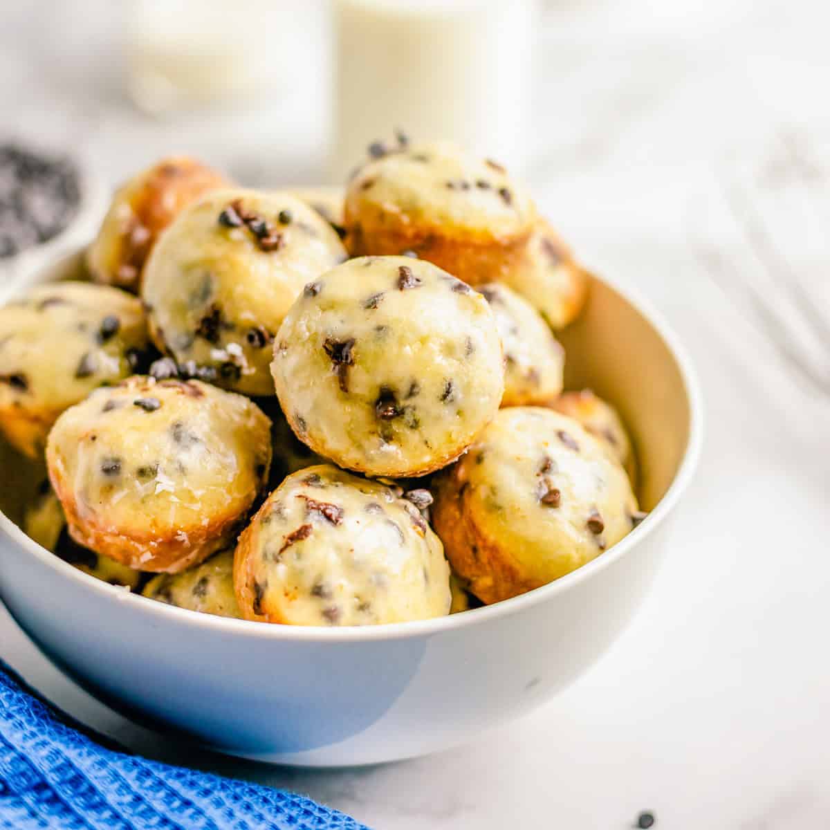 Homemade Glazed Chocolate Chip Donut Holes