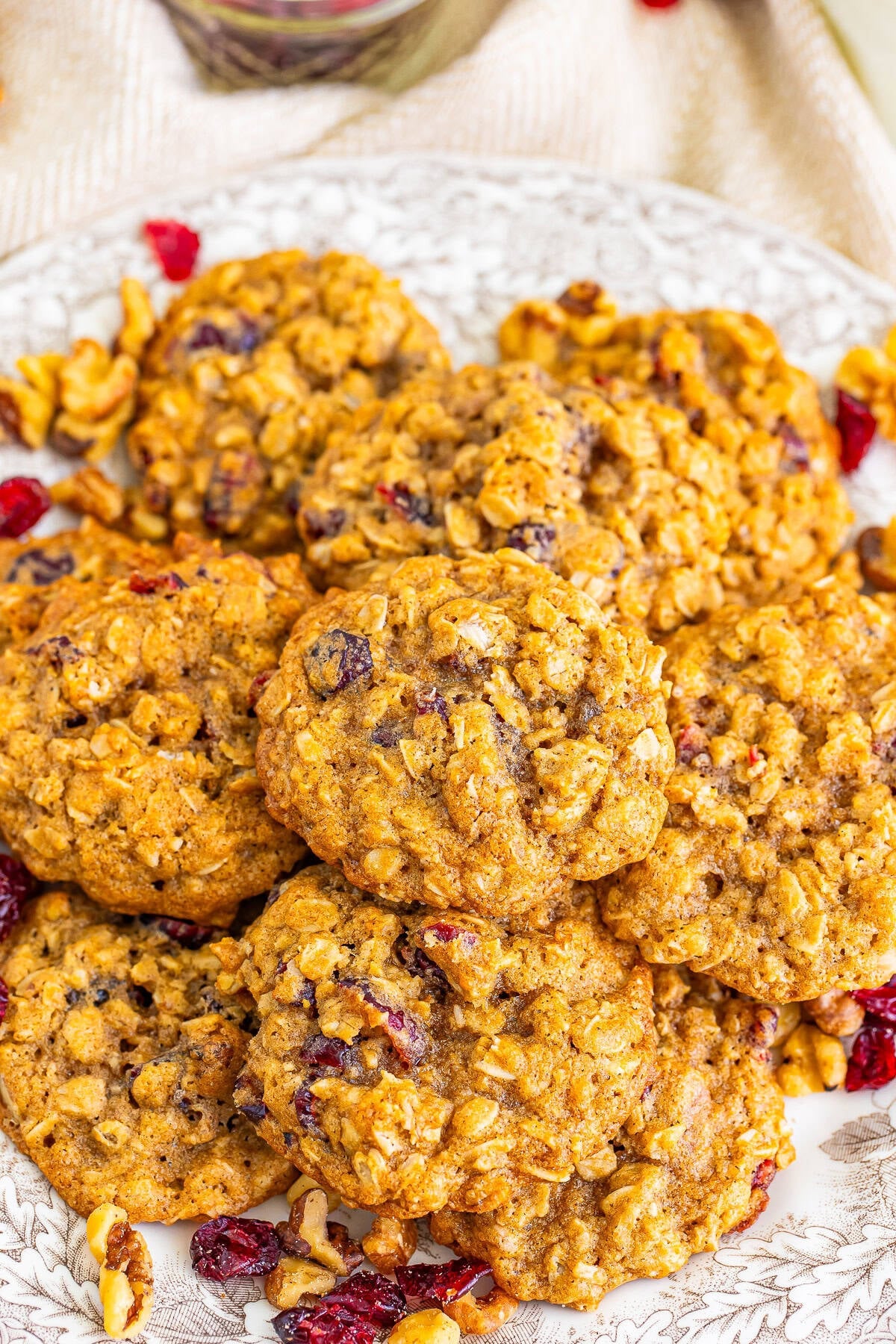Chewy Cranberry Oatmeal Cookies with Walnuts