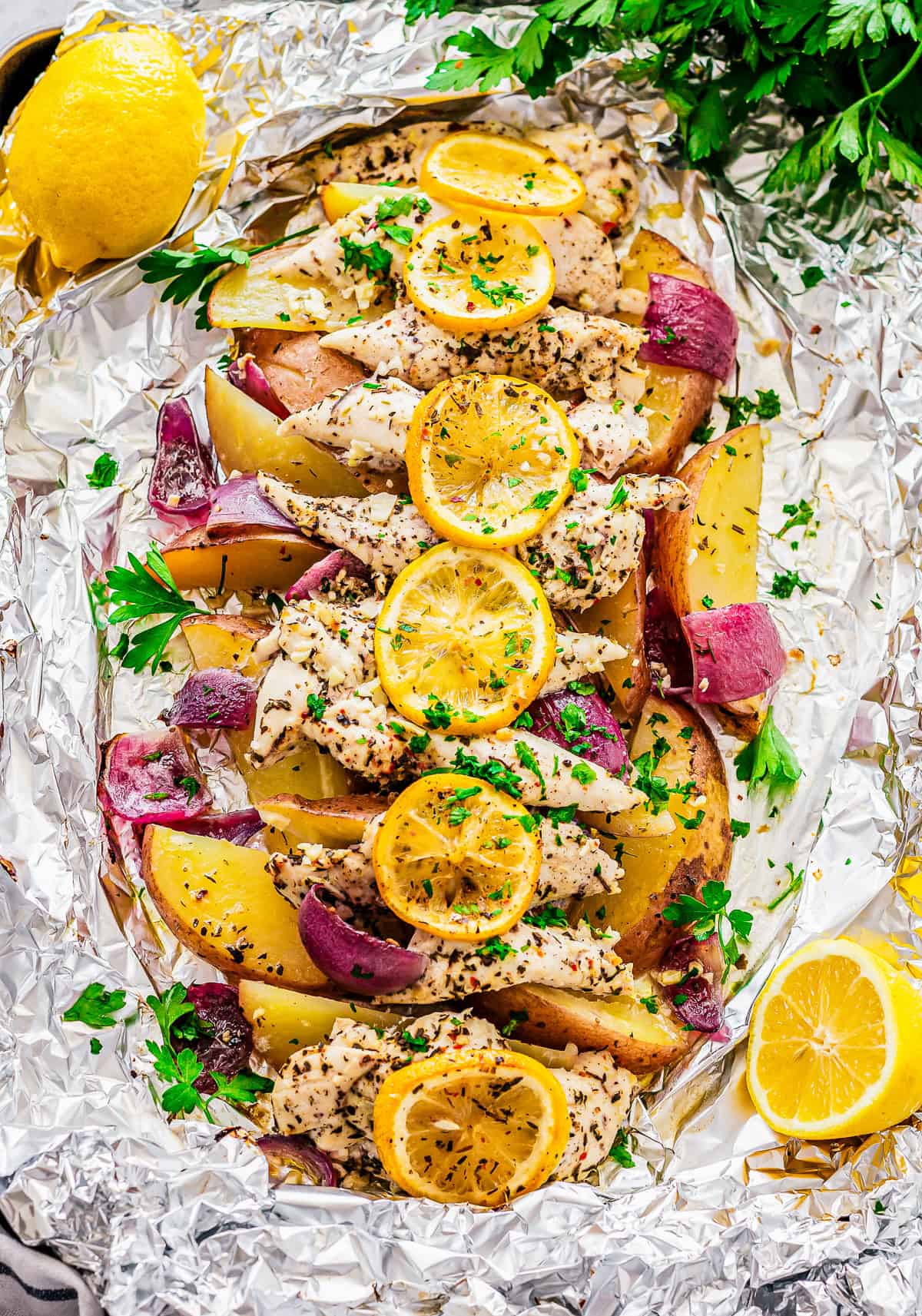 Baked Italian Lemon Chicken Foil Packet
