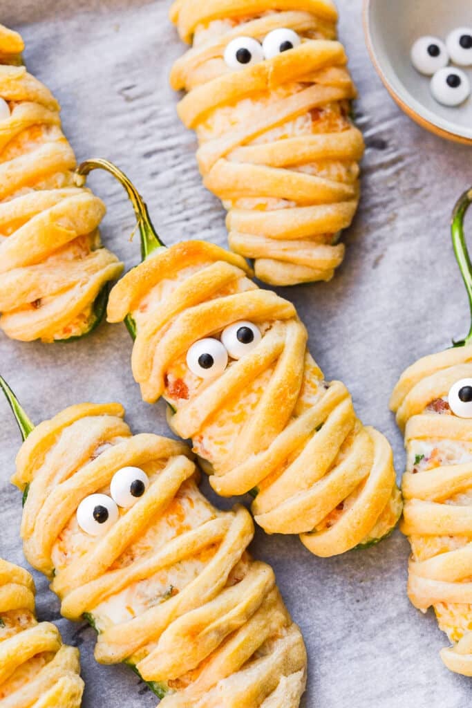 Baked Jalapeno Popper Mummies with Bacon
