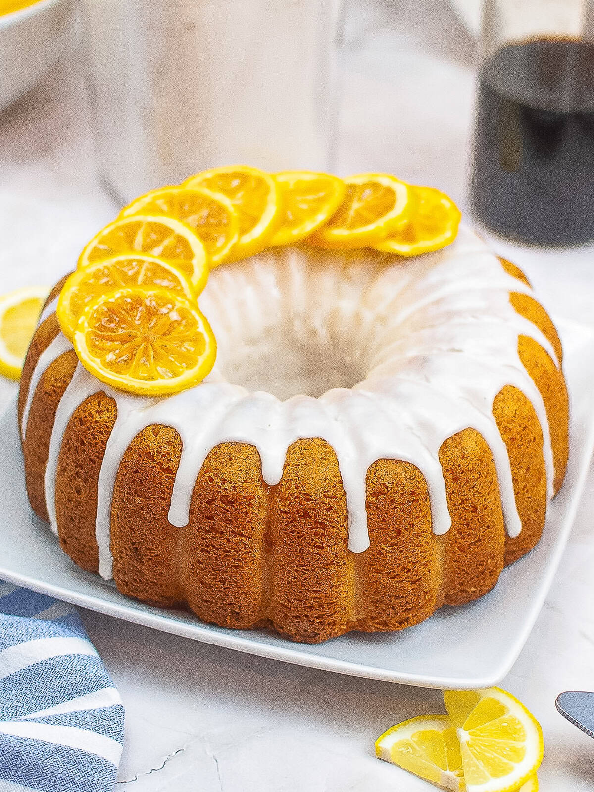 Homemade Lemon Bundt Cake with Candied Lemons