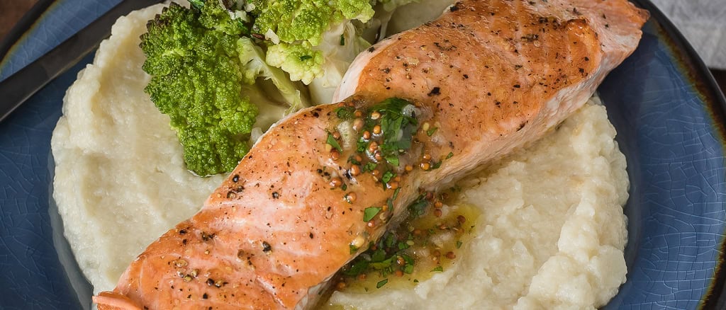 Pan Seared Salmon with Maple Vinaigrette (Starch Alternative!)
