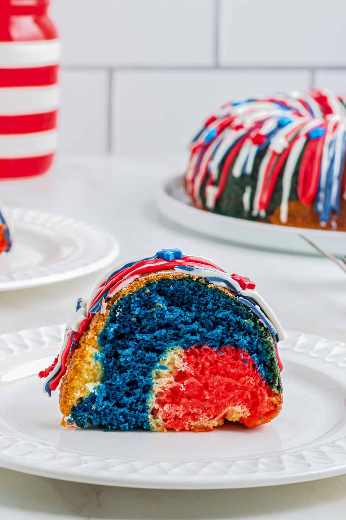 Red, White, & Blue Firecracker Cake