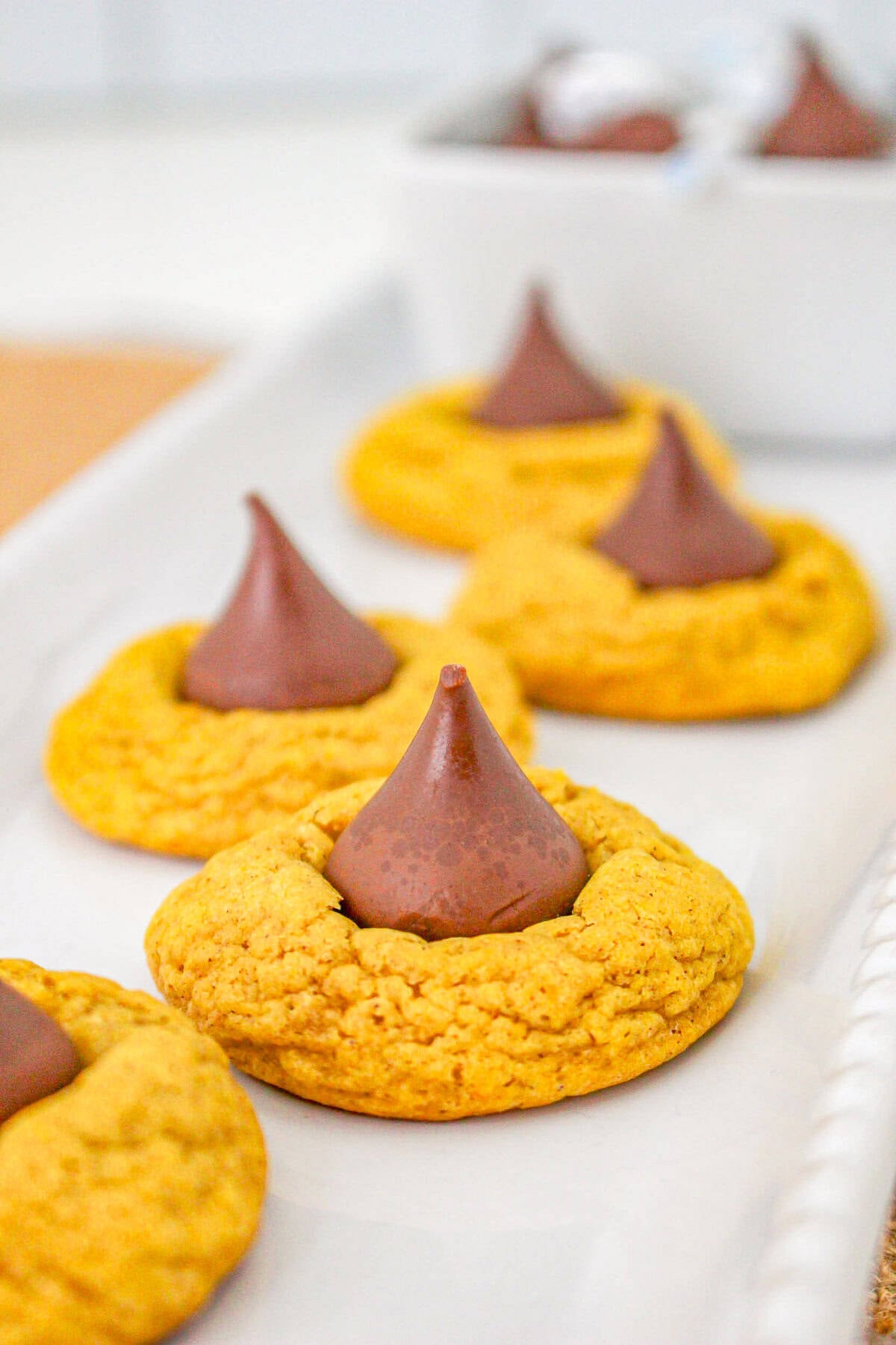 Easy Pumpkin Blossom Cookies with Chocolate Kisses