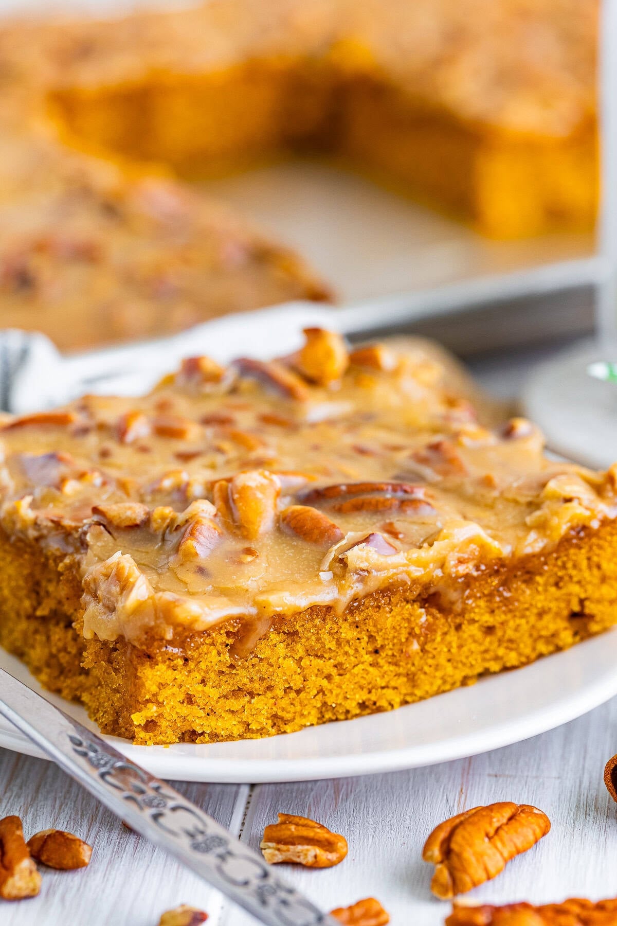 Pumpkin Sheet Cake with Bourbon Praline Frosting