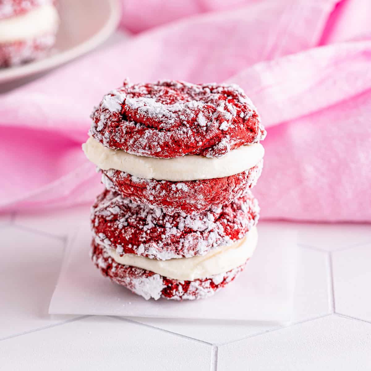 Red Velvet Sandwich Cookies with Cream Cheese Frosting