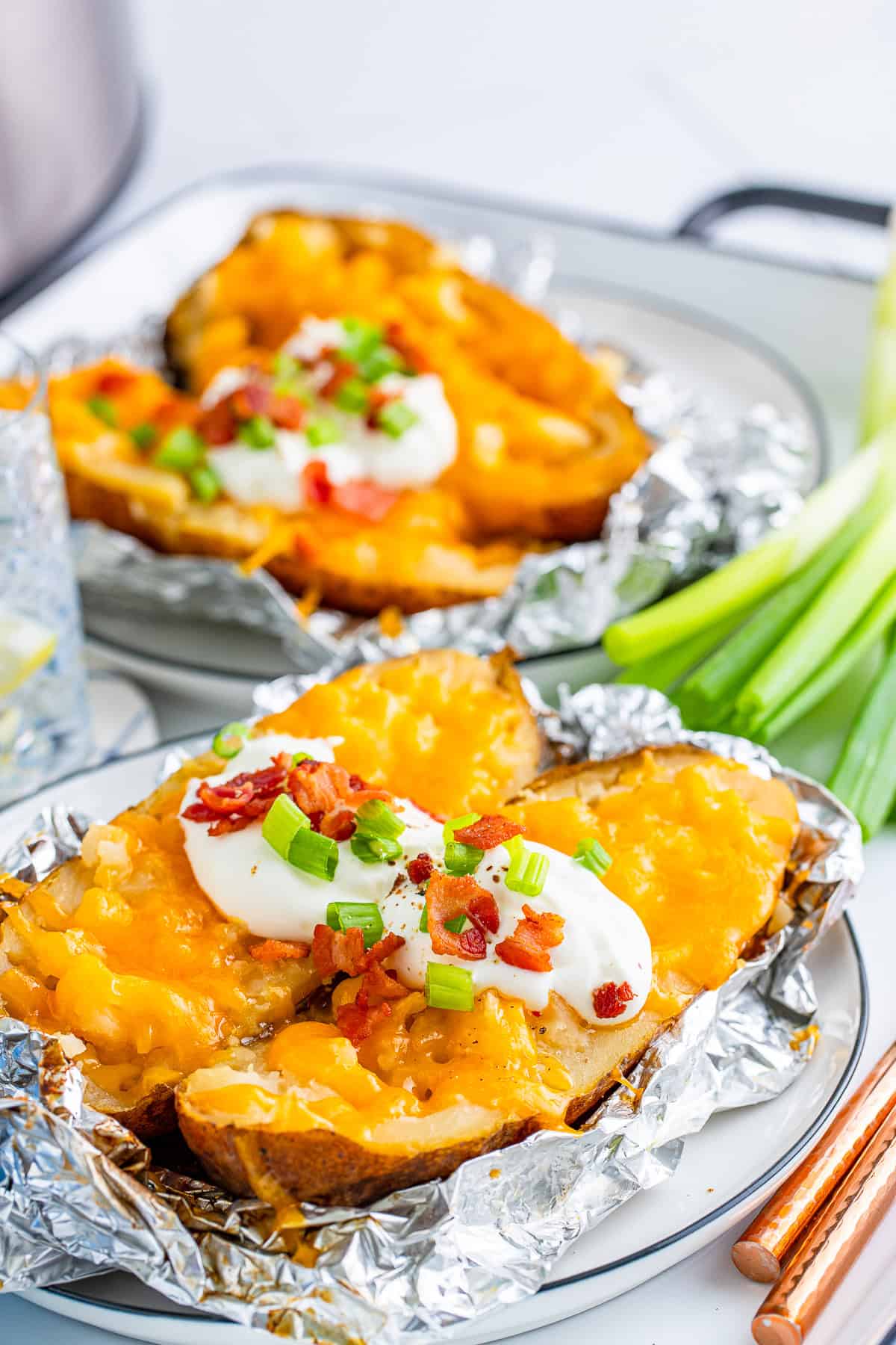 Slow Cooker Baked Potatoes with Foil