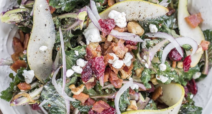 Warm Bacon, Pear and Kale Salad