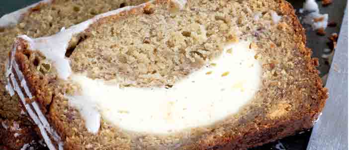White Chocolate Cheesecake Filled Banana Bread