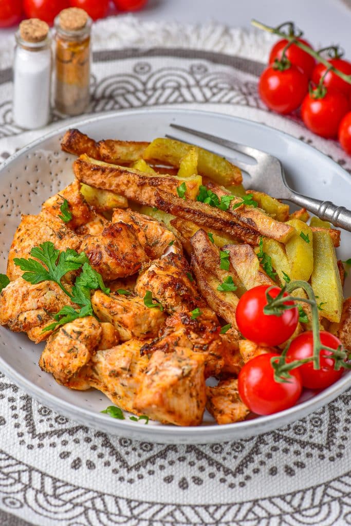 Air Fryer Dinner Recipe with Chicken and Potatoes