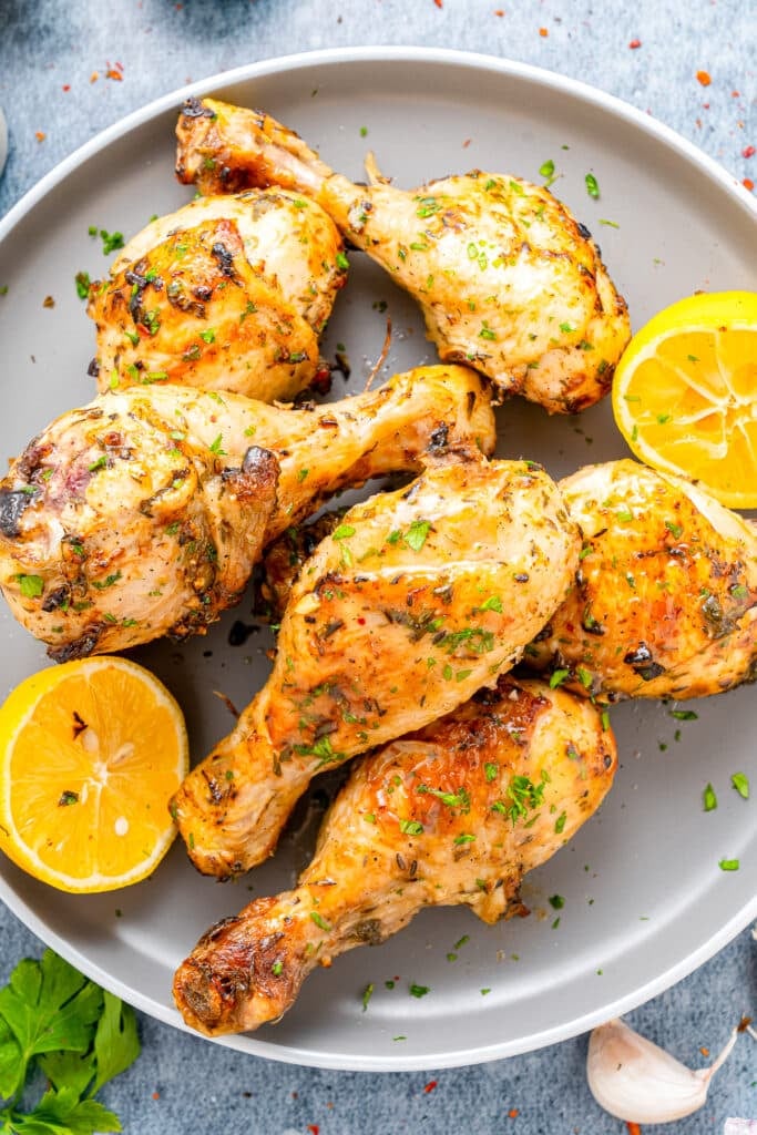 Marinated Air Fryer Chicken Legs (Lemon Herb Flavor)