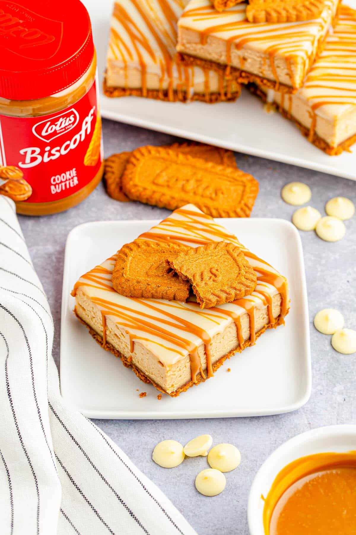 Creamy Biscoff Cheesecake Bars Recipe