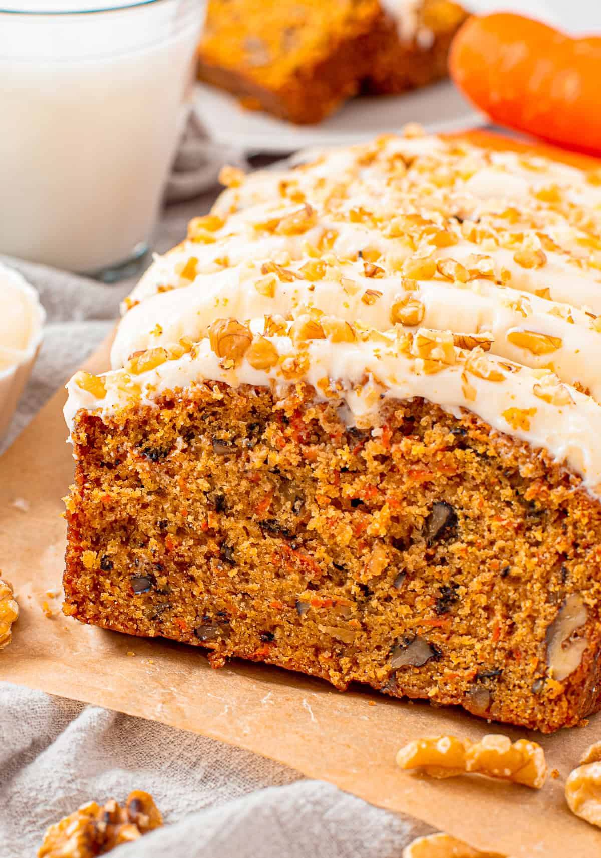 Carrot Cake Loaf Recipe with Cream Cheese Frosting