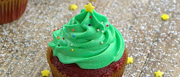 Christmas Tree Frosted Cupcakes