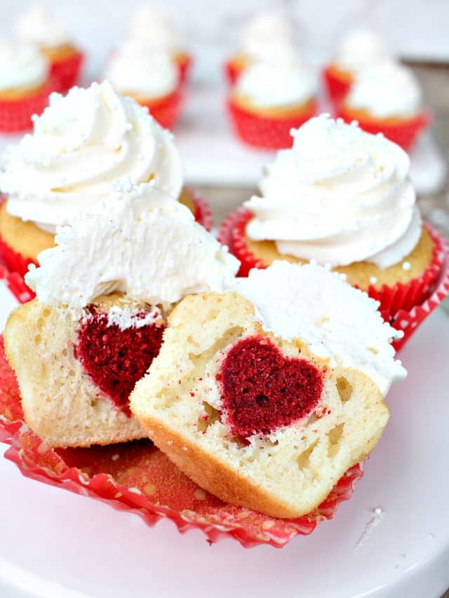 Surprise Valentine Heart Cupcakes