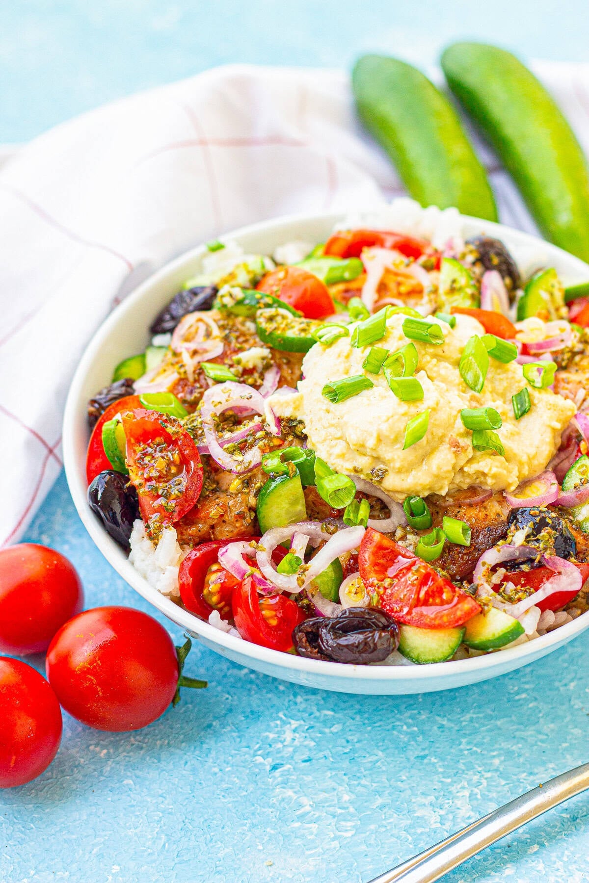 Greek Chicken and Rice Bowl with Vinaigrette