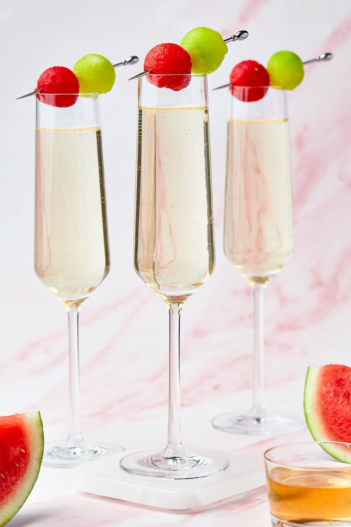 Prosecco Melon Cocktails Recipe with Watermelon Syrup