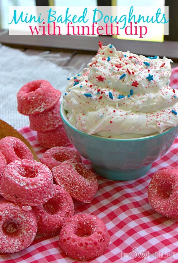 Mini Baked Doughnuts with Funfetti Dip