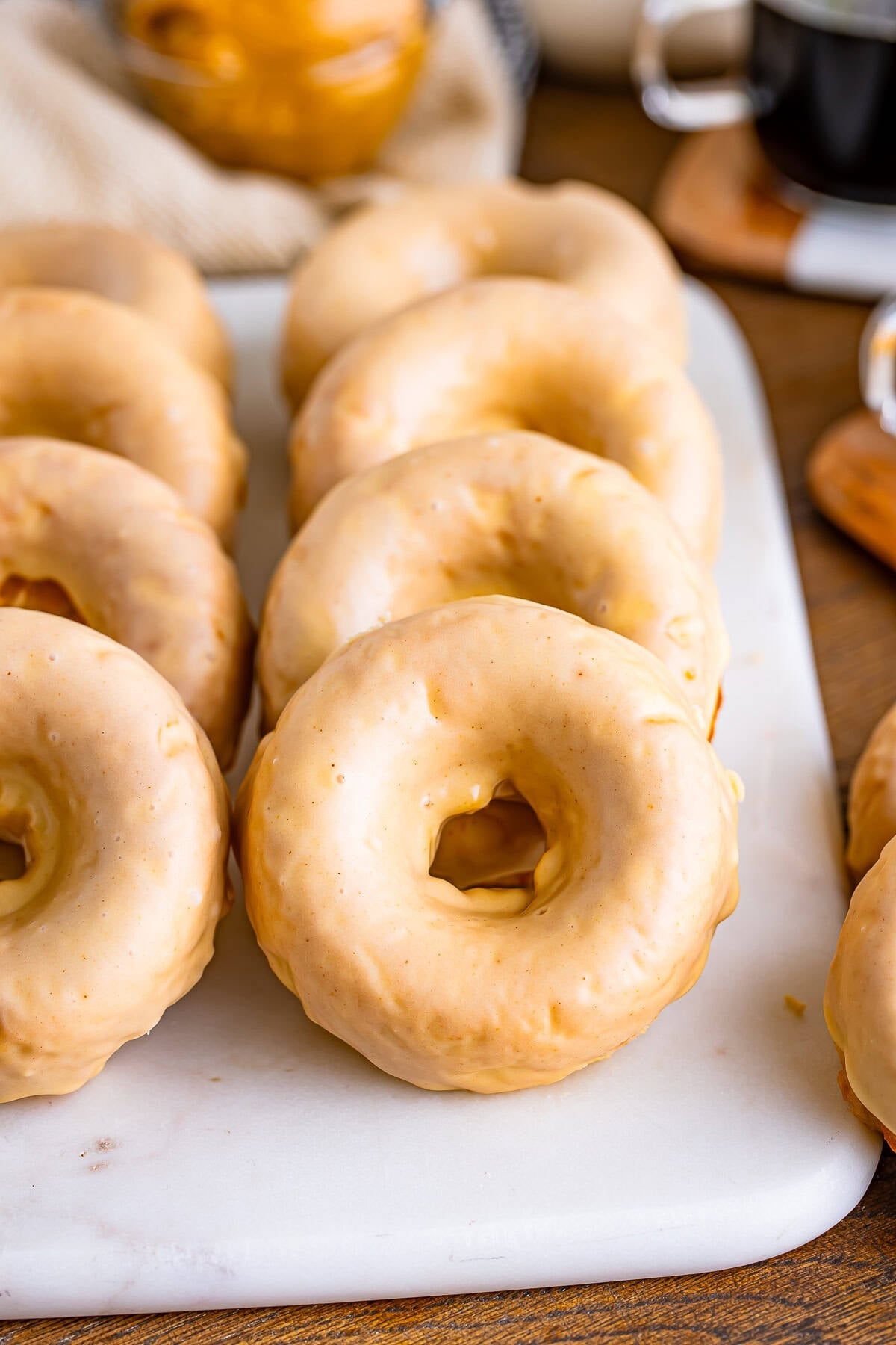 Baked Peanut Butter Doughnuts with Glaze