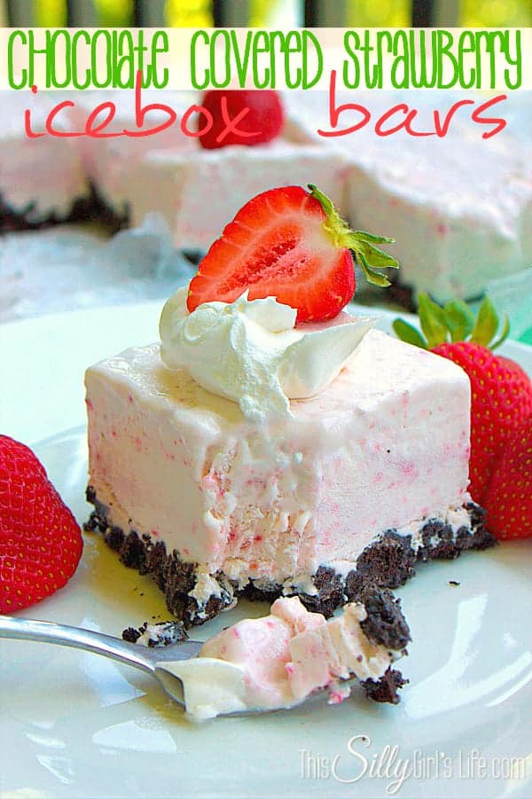 Chocolate Covered Strawberry Icebox Bars
