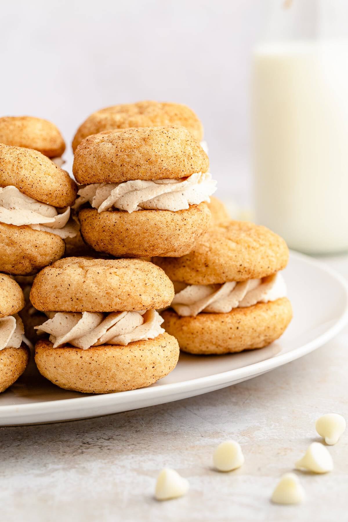 Snickerdoodle Sandwich Cookies with White Chocolate Frosting