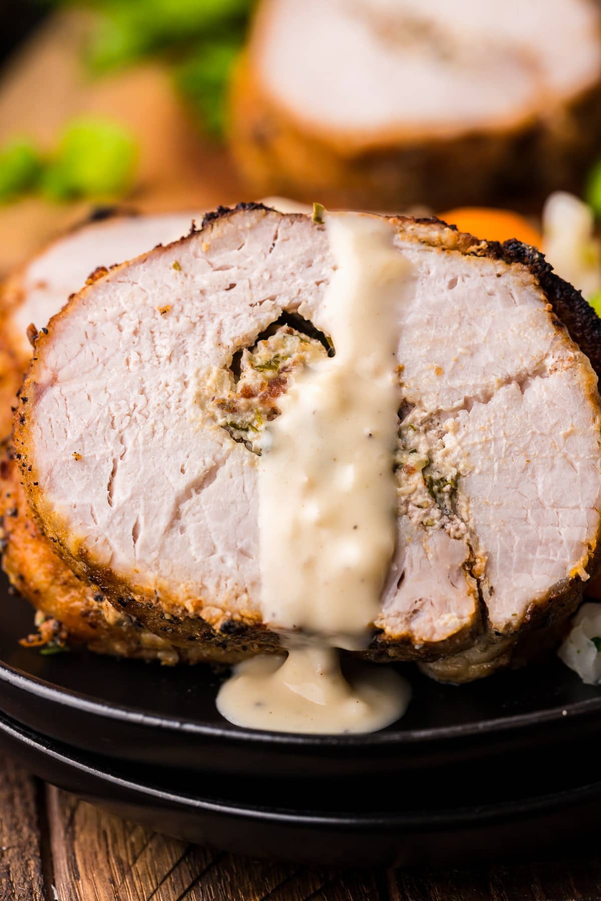 Stuffed Pork Loin with Cream Sauce